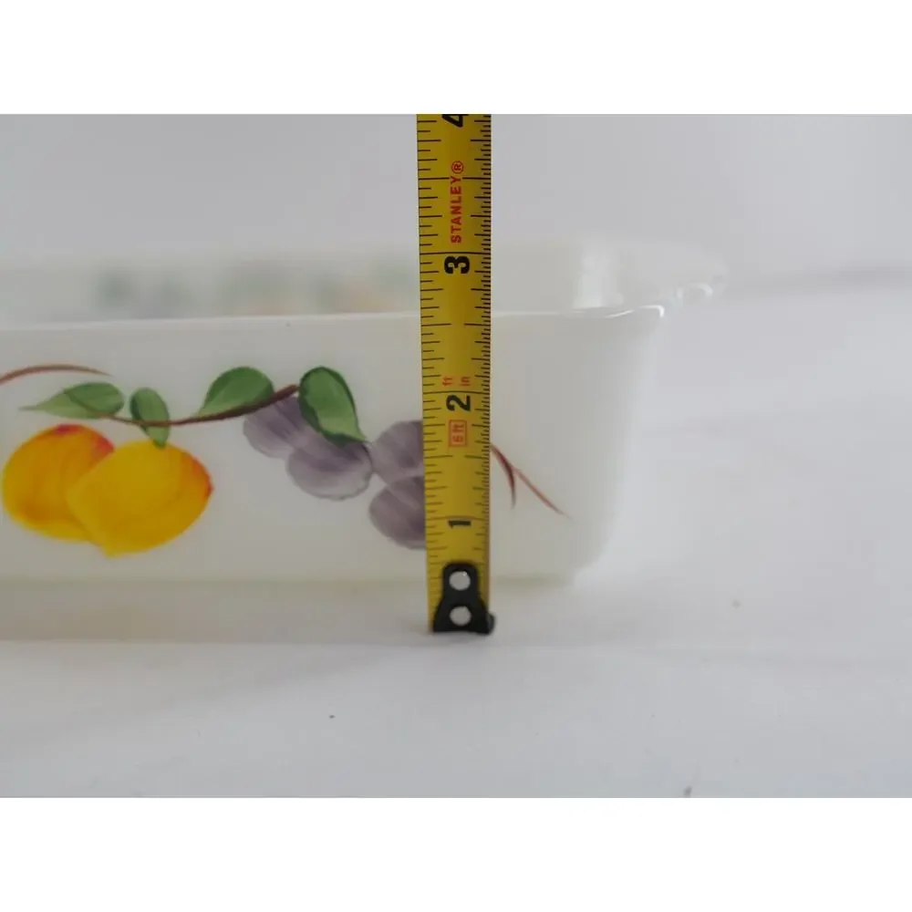 Anchor Hocking Fire King Loaf Pan 1qt Mid Century-Hand Painted Fruit Vintage